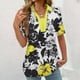 thumbnail image 1 of Fiudx Ofertas y Liquidaciones Blusas Estampadas Informales para Mujer, Camiseta de Manga Corta, Top con Cuello Vuelto, 1 of 5