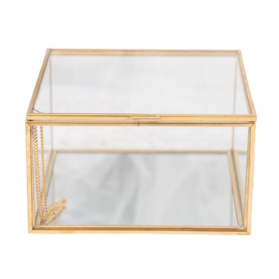 Dualoai Jewellery Box Transparent Glass Room Glass Box Ring Box Wedding Ring Jewelry Earring Box Preserved Flower Decorative Box