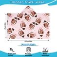 thumbnail image 2 of Pink Footballs with Bows Pattern Hooded Bath Towel，50"x30" for Ages 3 To 12 Kids, Quick Dry Lightweight Soft Microfiber Hood Beach Towel Cover Up for Kids, 2 of 7