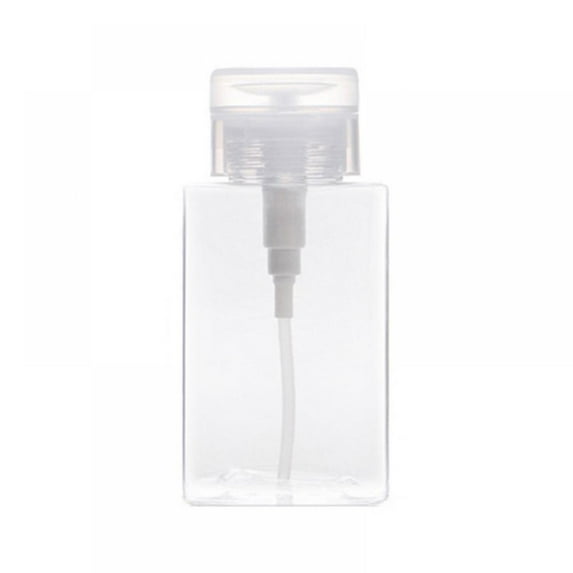 Down Empty Lockable Pump Dispenser Bottle 1PC for Nail Polish and Makeup Remover, White Top Cap