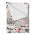 thumbnail image 2 of Newspaper Soft Flannel Fleece Blanket, Retro Style Newspaper Pages with Colorful Ornamental Elements Illustration, Cozy Plush for Indoor and Outdoor Use, 60" x 80", Black White Pink, by Ambesonne, 2 of 5