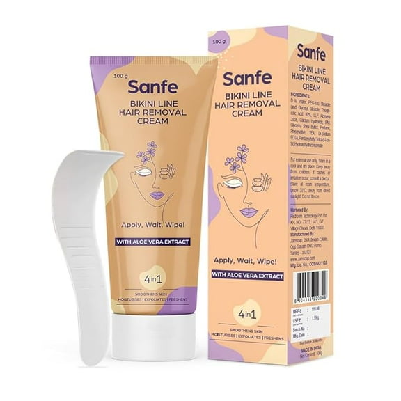 Sanfe Hair Removal Gel- 100ml with Aloe Vera & Coconut Extracts (Hair removal Cream 100 gm)