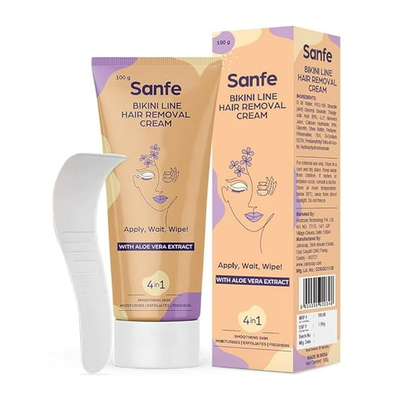 Sanfe Hair Removal Gel- 100ml with Aloe Vera & Coconut Extracts (Hair Removal Cream 100 gm)