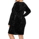 thumbnail image 4 of Vestido de lentejuelas de talla grande para mujer Cuello en V Fiesta Cóctel Sparkle Glitter Noche Elástico Mini vestidos ajustados Adepaton WRMH-223-4, 4 of 7