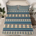 thumbnail image 2 of Feelyou Hippie Trible Aztec Queen Sheet Sets, Western Paisley Flat Sheet, Teal Stripes Triangle Queen Fitted Sheet, Microfiber Bedroom Decor, 4 Pieces, 2 of 7