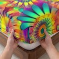 thumbnail image 3 of Queen Size Fitted Sheet Set - Colorful Flower 3 Piece Bedding Sets 16" Deep Pocket Fitted Sheet with 2 Pillowcases, Boho Abstract Sunflowers Vintage Blossom Brushed Microfiber Hotel Luxury Bed Sheets, 3 of 9