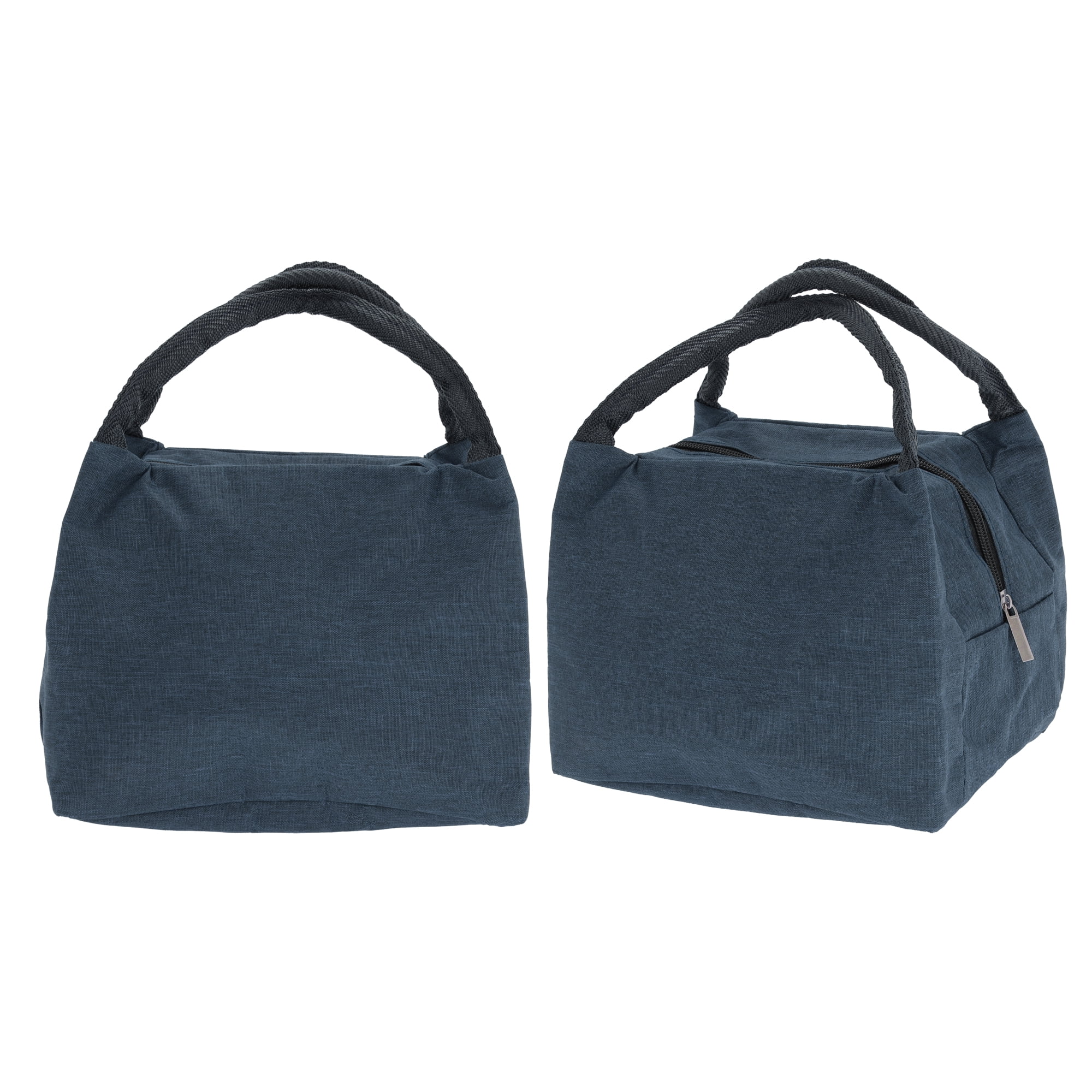 Unique Bargains Reusable Insulated Lunch Bag with Zip Closure Navy Blue 219 oz