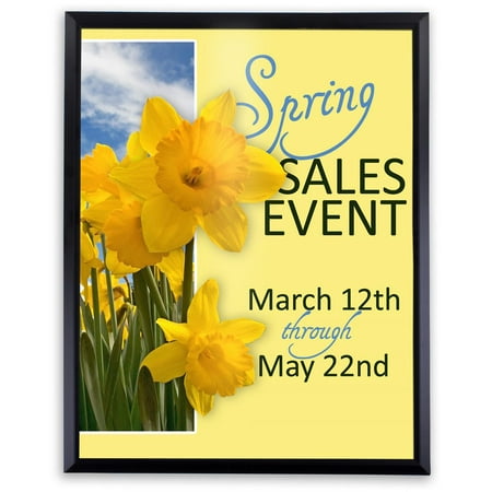 Wall Mounted Poster Display - Black Polystyrene Poster Frame Displays 30 x 40-Inch Signs On The Wall In A Vertical Or Horizontal Format, Includes Protective Clear Lens And Retaining Clips, 32-1/2 x 42-1/2 x 1/2-Inch (583040BLK)