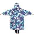 thumbnail image 2 of Oversized Wearable Blanket Hoodie,White and Blue Of Animal Print Sherpa Blanket Hoodie with Super Pockets,Super Warm Fuzzy Pullover for Women & Men, 2 of 6