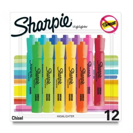 Sharpie Highlighters Smear Guard Chisel Tip Assorted Colors