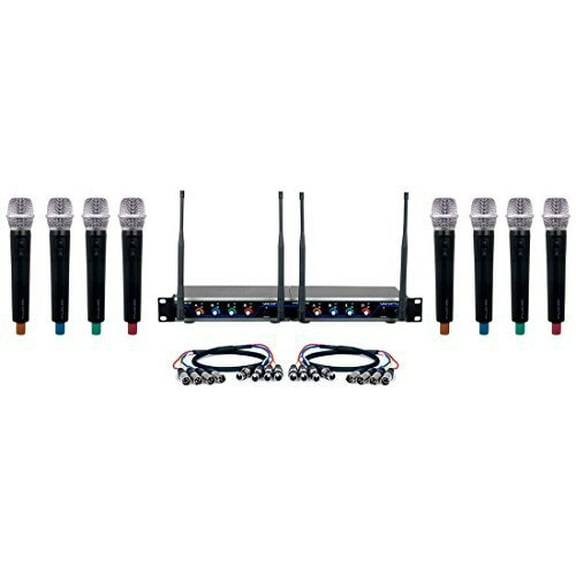 Eight Channel UHF Wireless Handheld Microphone System with Mic-On-Chip Technology