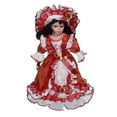 thumbnail image 4 of Muñeca de cerámica en miniatura, personas de porcelana, cabello rizado, elegantes muñecas de dama con vestido Rojo, 4 of 9