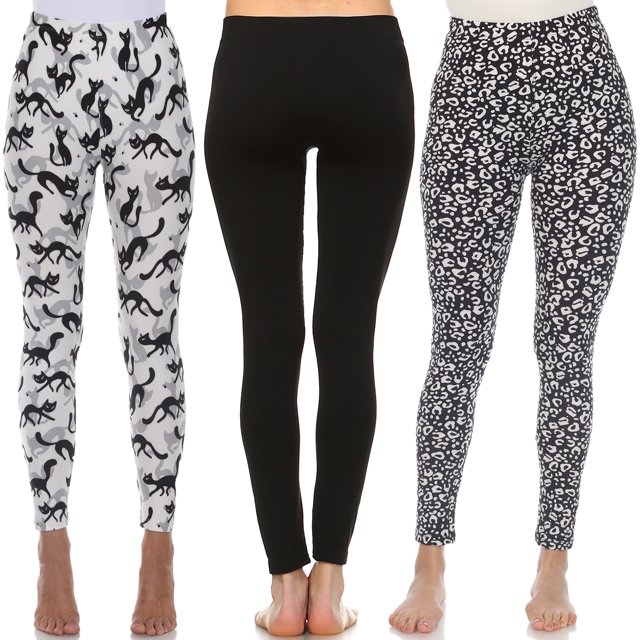 White Mark Women's 3-Pack Soft Stretchable Printed Leggings