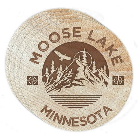 

Moose Lake Minnesota 4 Pack Engraved Wooden Coaster Camp Outdoors Design