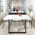 thumbnail image 2 of ChVans 7 Pcs Dining Table Set for 4-6 People with Chairs,71" Kitchen Dinner Table W/Waterpoof Wooden Tabletop,6 PCS Upholstered PU Chairs,Rectangular Wood Tables W/Adjustable Leg for Home Dining Room, 2 of 8