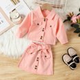 thumbnail image 2 of Mercatoo Toddler Kids Baby Girls Long Sleeve Jacket Coat T Shirt Tops Bow Button Skirts 2PCS Outfits Baby Girl Birthday Dress, 2 of 4