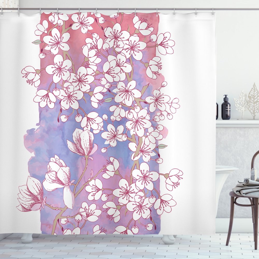 Magnolia Shower Curtain, Japanese Spring Blossom with Magnolia Flowers