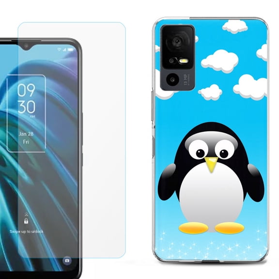 OneToughShield ® for TCL 40 XE 5G Shockproof Fashion Phone Case, with Tempered Glass Screen Protector - Penguin