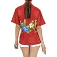 thumbnail image 4 of HAPPY BAY Button Down Shirt for Women Floral Beach Party Blouse Shirt Summer Button up Short Sleeve Dress Hawaiian Shirts Colourful Tops Blouses for Women S Parrot Print, Red, 4 of 5