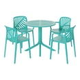thumbnail image 2 of WestinTrends Playa 5-Piece Outdoor Resin Round Patio Dining Table Set with Modern Stackable Patio Dining Chairs, Turquoise, 2 of 15