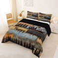 thumbnail image 3 of Manfei Vintage RV Car Queen Comforter Set 3 Pieces,Happy Adventure Comforter Sets Queen,Brown Blue Gray,1 Comforter and 2 Pillowcases,Reversible, 3 of 6