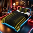 thumbnail image 2 of meiyoeat Modern Gold Striped Twin Comforter Sets, Luxury Dark Gradient Bedding Set for Boys, Gold, Black Reversible 2pcs, 1 Comforter and 1 Pillowcase, 2 of 6