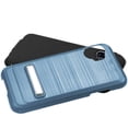 thumbnail image 2 of Kaleidio Case For iPhone 12 (6.1"), iPhone 12 Pro (6.1") [Metallic Armor] Brushed Metallic [Shockproof] Kickstand Carbon Accent Cover [Blue/Black], 2 of 4