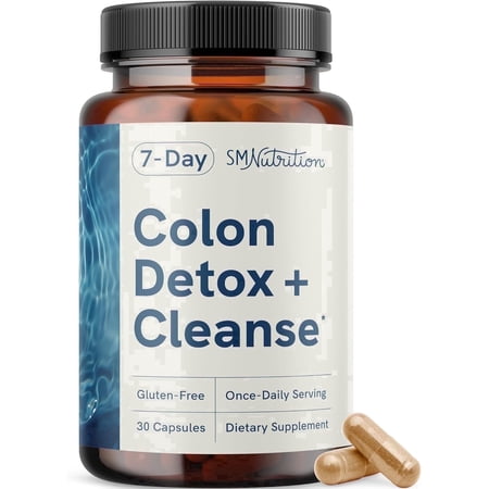 SMNutrition 7-Day Wellness Cleanse Program with Senna Leaf for Constipation & Bloating, 30 Capsules