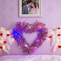 Fmbmuo Cozy Heart-Shaped Garland Purple Valentine's Day Porch Decorations, Water-Resistant Plastic Modern Gift Home Decor Ready to Hang