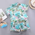 thumbnail image 3 of Elainilye Fashion Toddler Baby Boys 2 Piece Hawaiian Casual Beach Wear Print Short-sleeved Shorts Clothes Set Sizes 1-4Y,Pink, 3 of 5