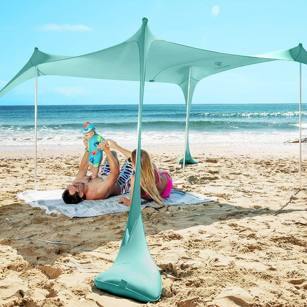 Carpa de playa SUN NINJA, plegable, UPF50+, verde, 2,1 x 2,3 m