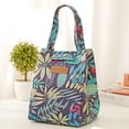 thumbnail image 3 of MYFLOCY Women Small Reusable Lunch Tote Bag Thermal Cooler Box Insulated Lunch Sack(Blue Background Purple Leaves), 3 of 4