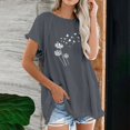 thumbnail image 2 of Blusa de manga corta con estampado regular de flecos y cuello redondo de algodón y cáñamo para mujer OAVQHLG3B Store  lin121212, 2 of 5