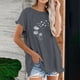 thumbnail image 2 of Blusa de manga corta con estampado regular de flecos y cuello redondo de algodón y cáñamo para mujer OAVQHLG3B Store  lin121212, 2 of 5
