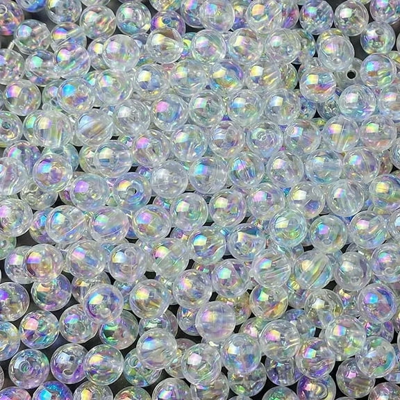 U8MO 50 Bubble Beads Round Acrylic 8mm BULK Spacers Jewelry Making AB Shimmer Clear