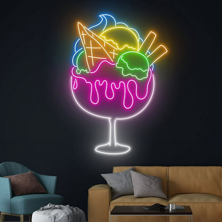 ネオンインテリアサイン　ICE CREAM Handmadetneonsign Ice Cream Glass Neon Sign, Ice Cream Neon Light