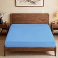 thumbnail image 5 of Lirex Full Size Fitted Sheet, 100% Cotton Deep Pocket Bed Sheet, Soft Breathable Sky Blue, 5 of 7
