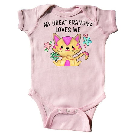 

Inktastic My Great Grandma Loves Me with Cute Kitten and Flowers Gift Baby Boy or Baby Girl Bodysuit
