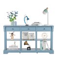 thumbnail image 2 of Tcbosik Narrow Console Table, 58.2" Long Sofa Table with Storage Shelves, Foyer Table with 3 Drawers for Living Room, Hallway, Easy Assembly, Teal Blue, 2 of 9