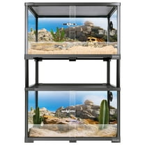 REPTI ZOO Double Stacked Reptile Tank, 24" x 18" x 44" Tall Reptiles Terrarium