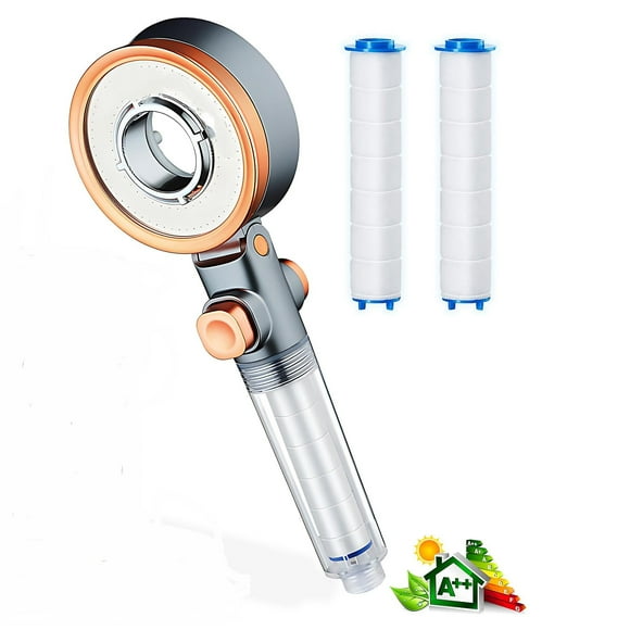 Pommeau de Douche avec Filtre + 2 Filtres / Pommeau de Douche Haute Pression / Téléphone de Douche / Filtre de Douche Anti-Chute Inclus -GSL