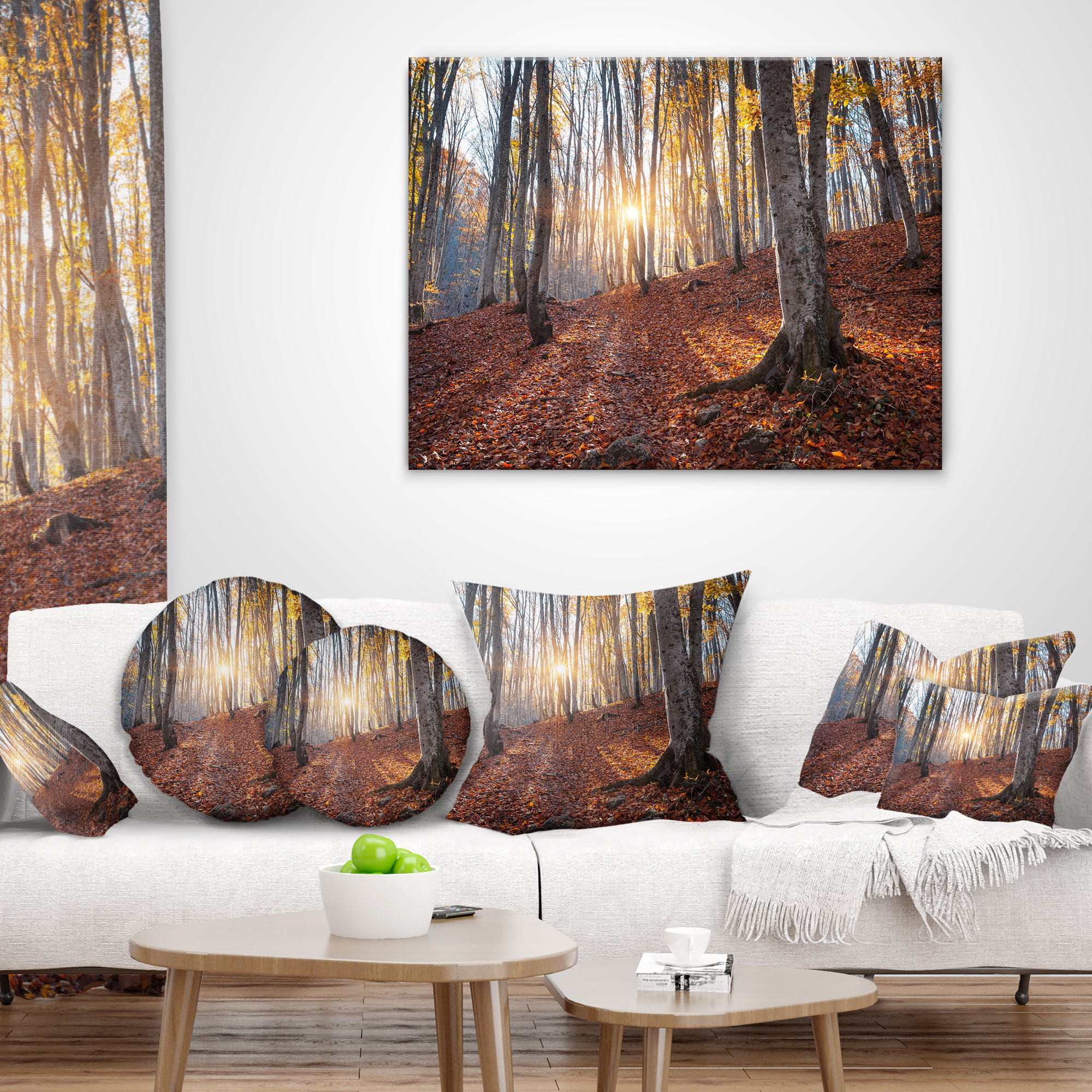 Designart Crimean Mountains Autumn Trees - Landscape Photography Throw Pillow - 18x18