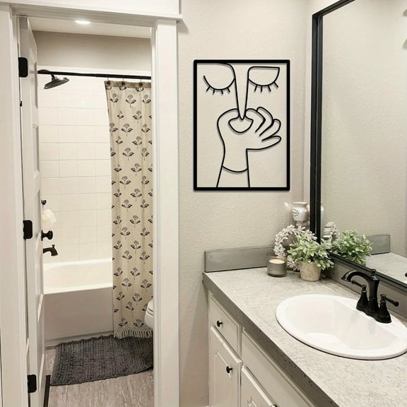Funny Metal Bathroom Sign - Minimalist Line Wall Art for Restroom Decor Humorous Guest Bathroom Decor -Durable & Non-Fading -Vintage-Inspired Paint Finish - Unique Holiday Gift for Family & Friends