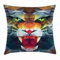 thumbnail image 1 of Tiger Throw Pillow Cushion Cover, Portrait of Animal from Top of the Food Chain Polygonal Abstract Art Dangerous Beast, Decorative Square Accent Pillow Case, 24 X 24 Inches, Multicolor, by Ambesonne, 1 of 2