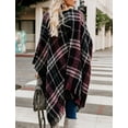 thumbnail image 2 of Topshe Women's Plaid Sweater Poncho Oversize Cape Coat Open Front Blanket Shawls Wraps Tassel, 2 of 4