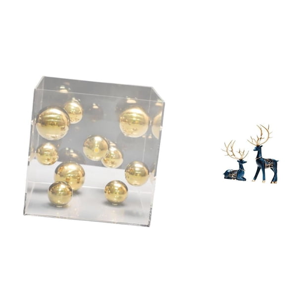 Caja cuadrada de acrílico,Adorno de bola cuadrada con cubierta acrílica para decoración del hogar,Estatua de ciervo alce,Figuras de ciervos y alces,decoración para el hogar,estatuas de