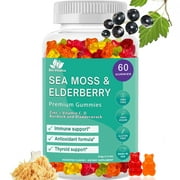 Sea Moss Gummies Elderberry Biovitalica - Vitamin C D   Zinc - Irish Seamoss Vegan Gummy with Sea Moss Gel & Powder for Immunity Detox Dietary Supplement