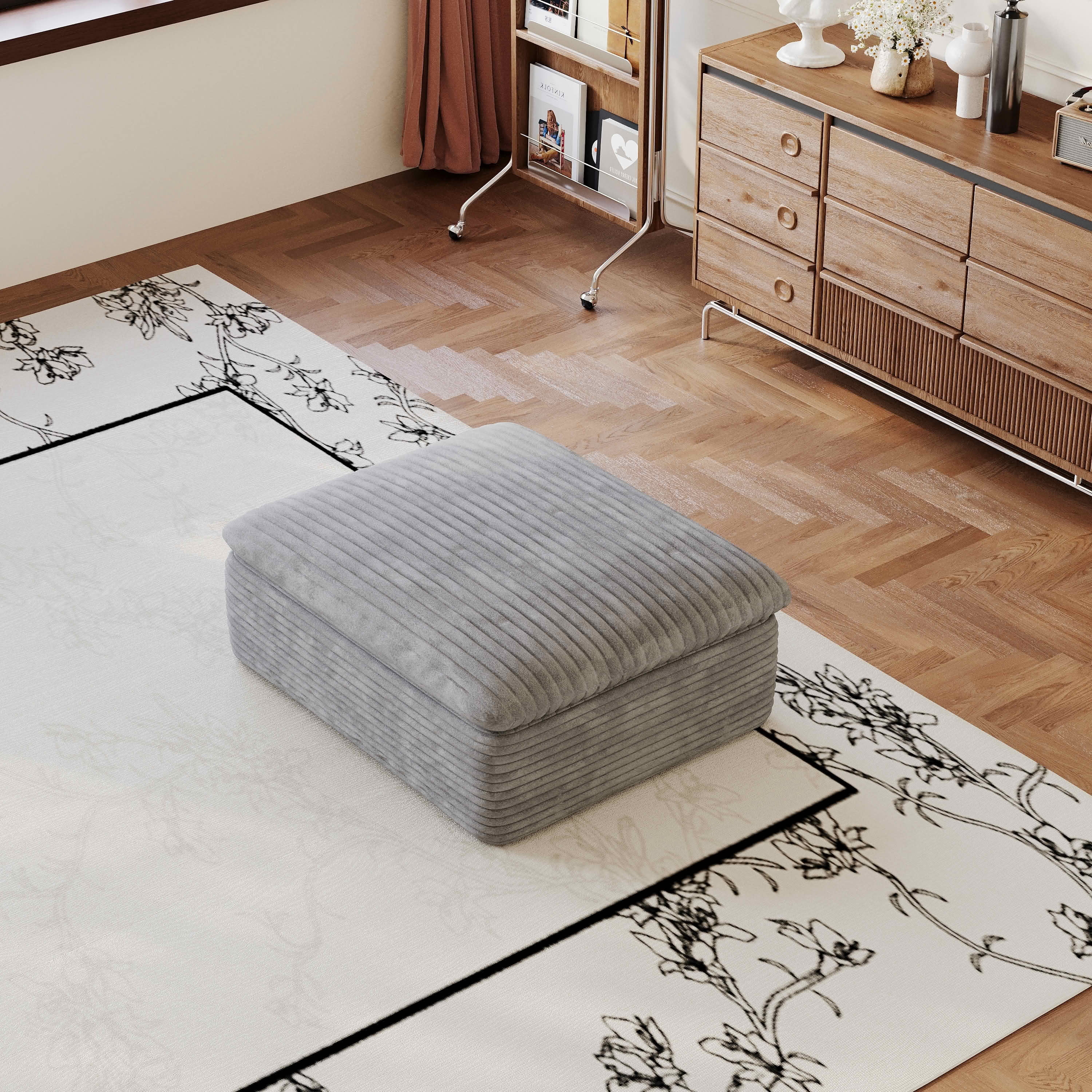 MAYEERTY Modular Ottoman, Soft Plush Sponge Foot Stool, Compressed Design Movable Leisure Ottoman for Indoor Use