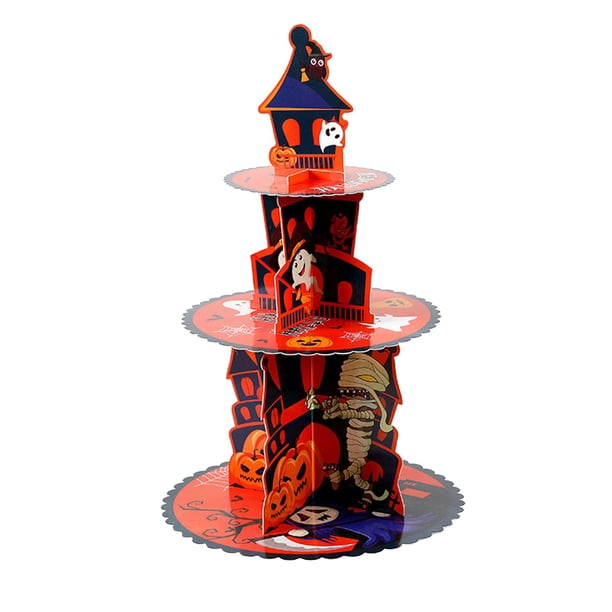 Soporte Para Cupcakes De Halloween Torre De Cartón De 3 Pisos Para Cupcakes Y Tartas De Calabaza Expositor Para Postres Y Dulces Con Diseño De Pequeños Agujeros Artículos Para Fiestas De Hallowee