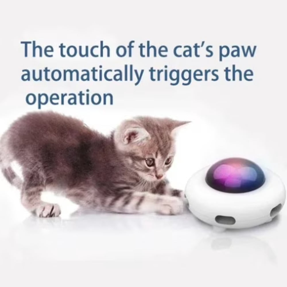NORVESSA UFO Interactive Cat Toy, Automatic Moving Feather Teaser with 3 Speed Modes, USB Rechargeable Indoor Cat Exercise Toy